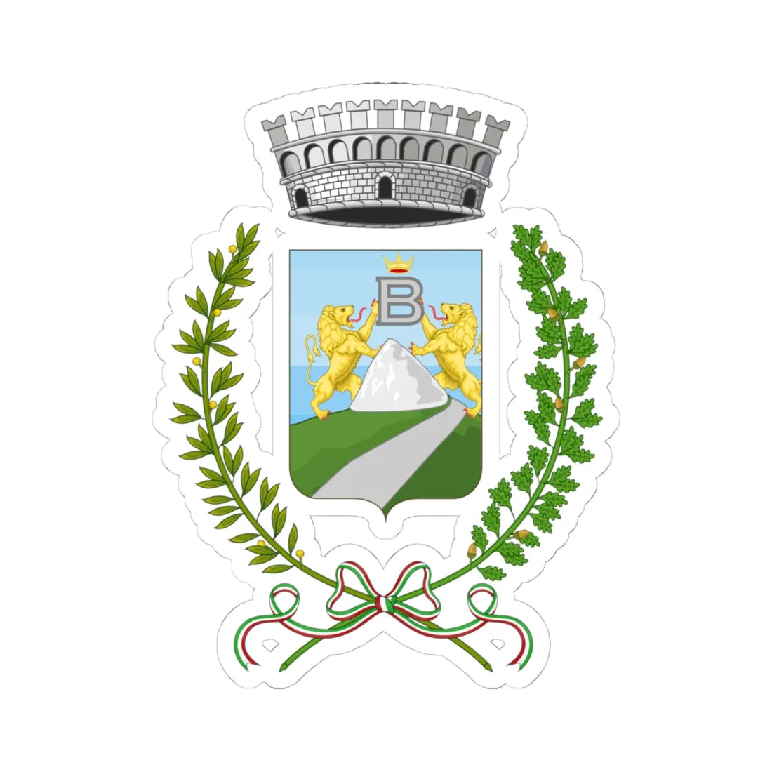 Montebruno-Stemma (Italy) (Coat of Arms) STICKER Vinyl Kiss-Cut Decal 4 Inch White - The Sticker Space