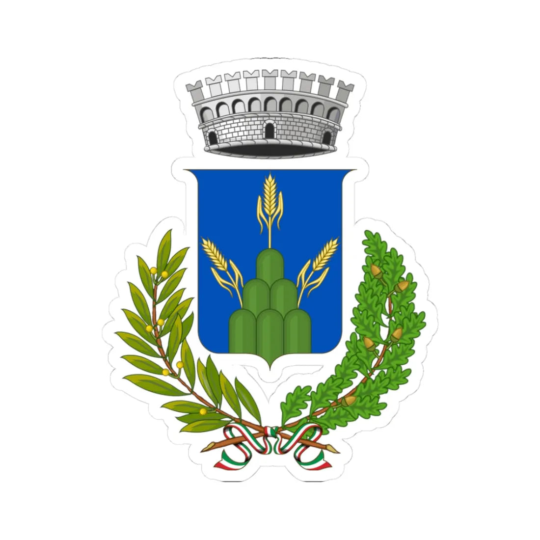 Montegranaro-Stemma (Italy) (Coat of Arms) STICKER Vinyl Kiss-Cut Decal 3 Inch White - The Sticker Space