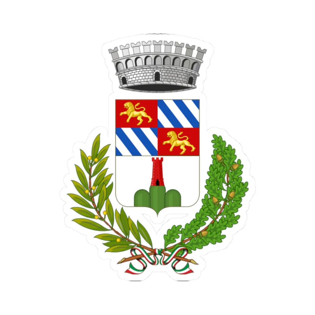 Montelapiano-Stemma (Italy) (Coat of Arms) STICKER Vinyl Kiss-Cut Decal 2 Inch White - The Sticker Space