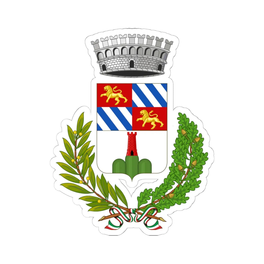 Montelapiano-Stemma (Italy) (Coat of Arms) STICKER Vinyl Kiss-Cut Decal 6 Inch White - The Sticker Space