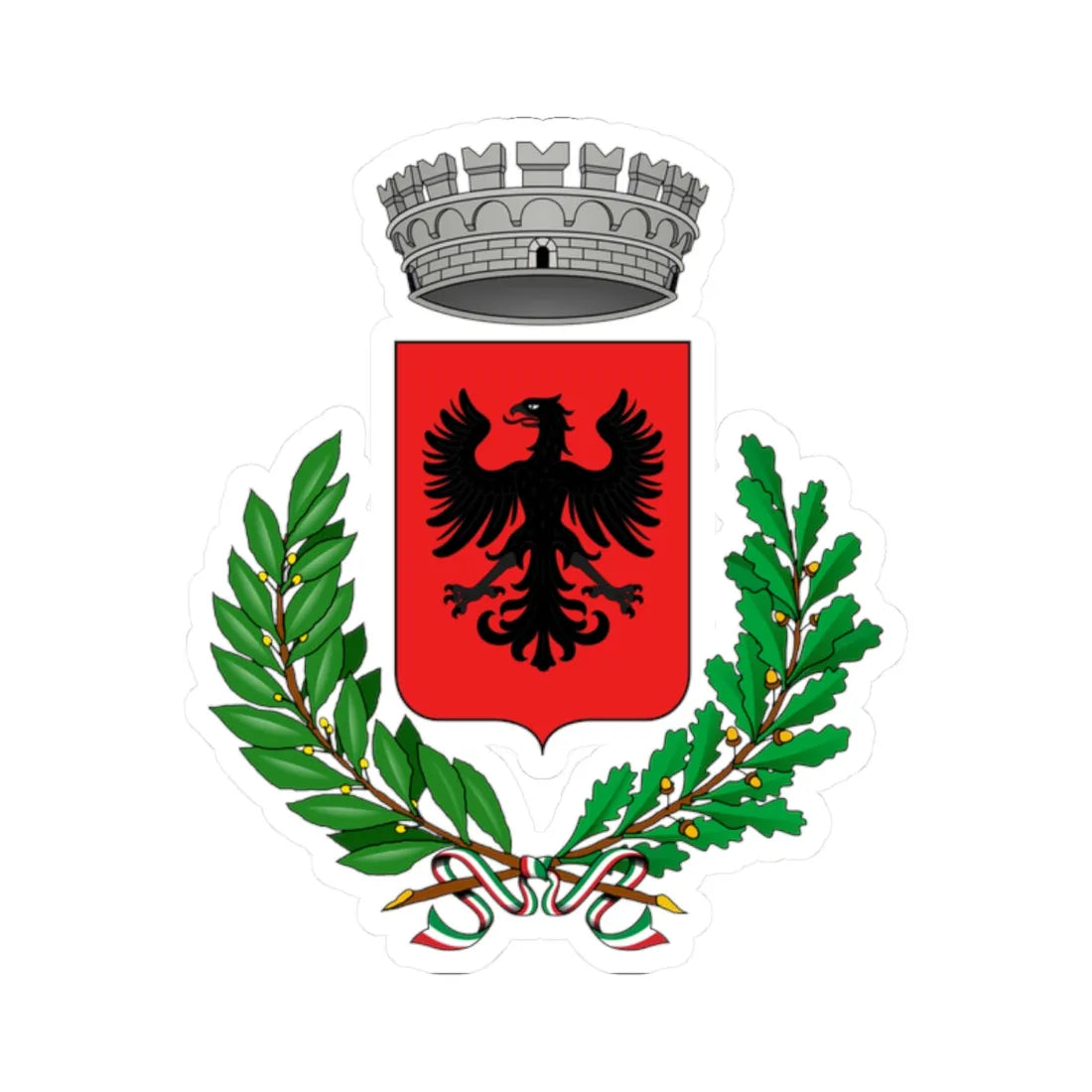 Montelepre-Stemma (Italy) (Coat of Arms) STICKER Vinyl Kiss-Cut Decal 2 Inch White - The Sticker Space