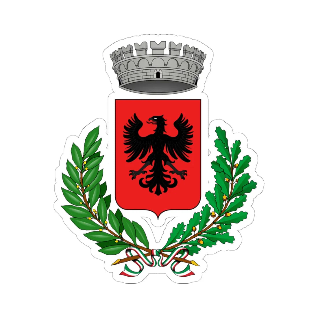 Montelepre-Stemma (Italy) (Coat of Arms) STICKER Vinyl Kiss-Cut Decal 6 Inch White - The Sticker Space