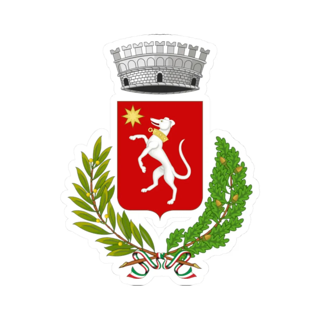 Montemurlo-Stemma (Italy) (Coat of Arms) STICKER Vinyl Kiss-Cut Decal 2 Inch White - The Sticker Space