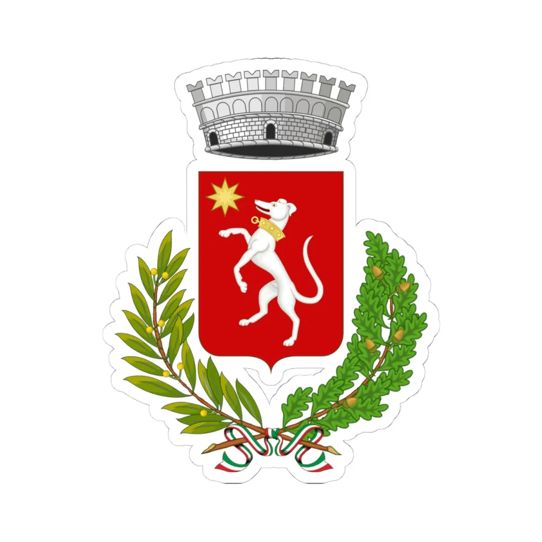 Montemurlo-Stemma (Italy) (Coat of Arms) STICKER Vinyl Kiss-Cut Decal 4 Inch White - The Sticker Space