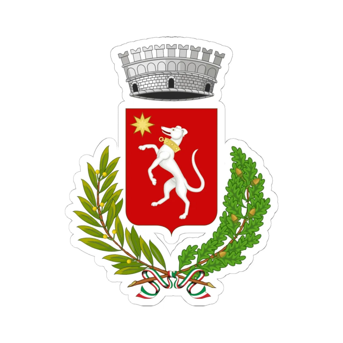 Montemurlo-Stemma (Italy) (Coat of Arms) STICKER Vinyl Kiss-Cut Decal 6 Inch White - The Sticker Space