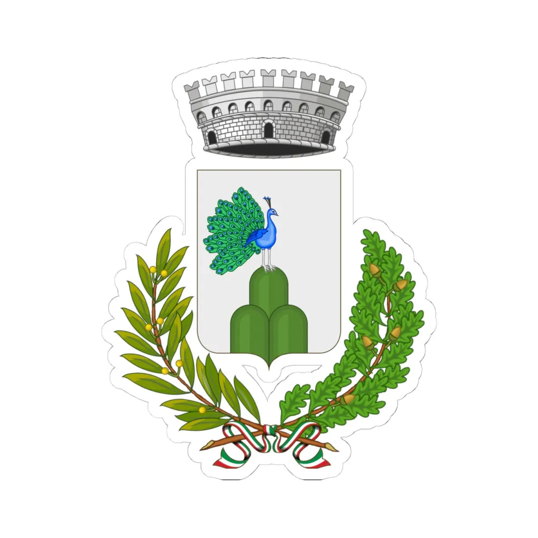 Montepaone-Stemma (Italy) (Coat of Arms) STICKER Vinyl Kiss-Cut Decal 4 Inch White - The Sticker Space