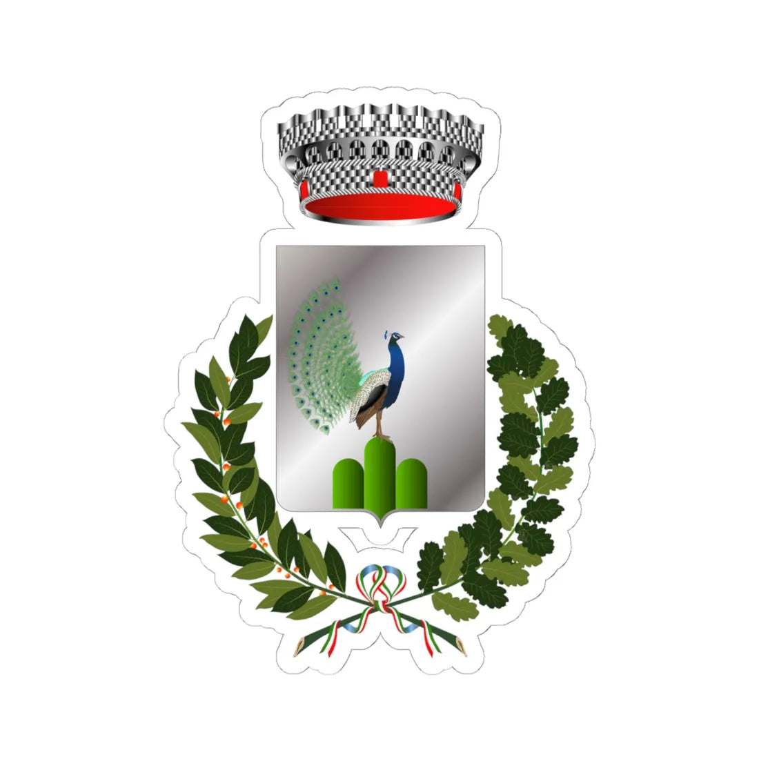 MontepaoneCoA (Italy) (Coat of Arms) STICKER Vinyl Kiss-Cut Decal 6 Inch White - The Sticker Space