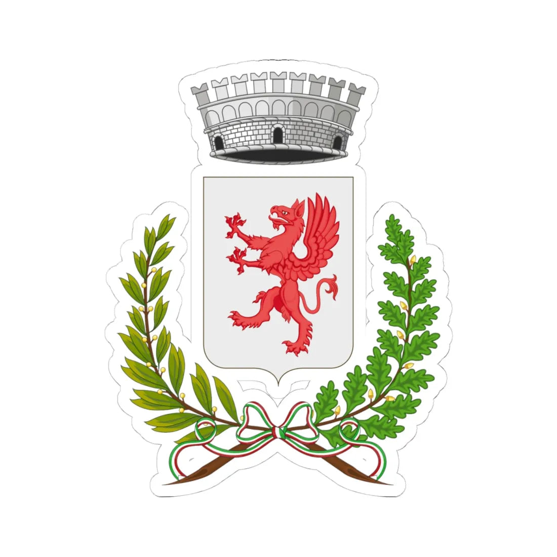 Montepulciano-Stemma (Italy) (Coat of Arms) STICKER Vinyl Kiss-Cut Decal 4 Inch White - The Sticker Space