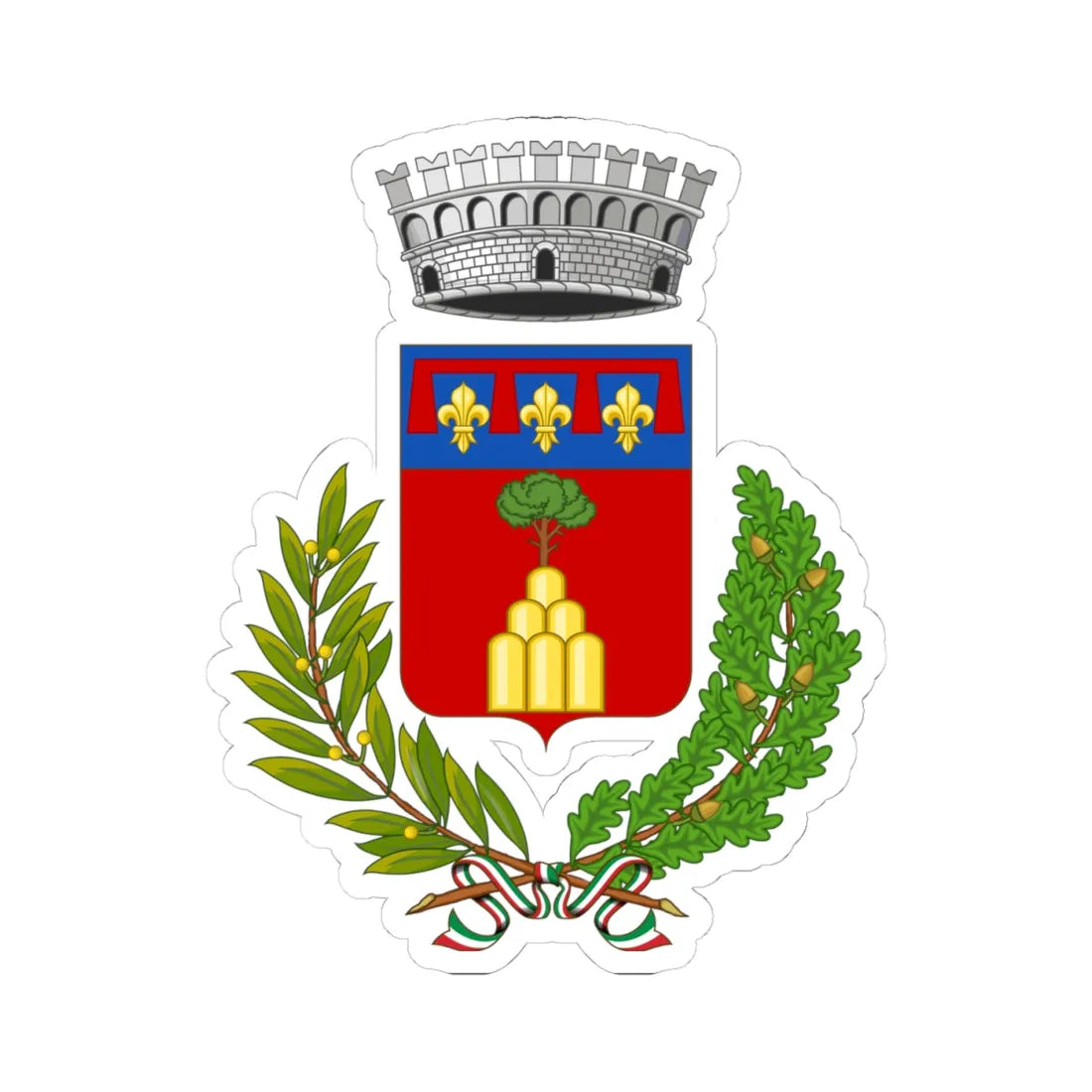 Monterenzio-Stemma (Italy) (Coat of Arms) STICKER Vinyl Kiss-Cut Decal 4 Inch White - The Sticker Space