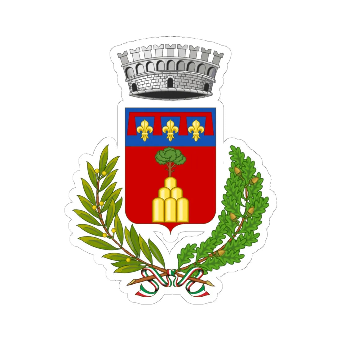 Monterenzio-Stemma (Italy) (Coat of Arms) STICKER Vinyl Kiss-Cut Decal 6 Inch White - The Sticker Space