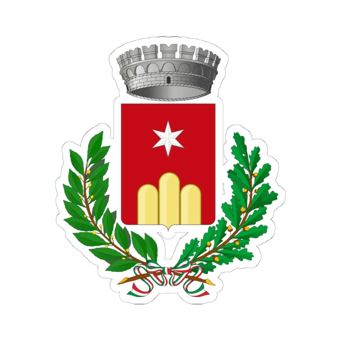 Monteroduni-Stemma (Italy) (Coat of Arms) STICKER Vinyl Kiss-Cut Decal 6 Inch White - The Sticker Space