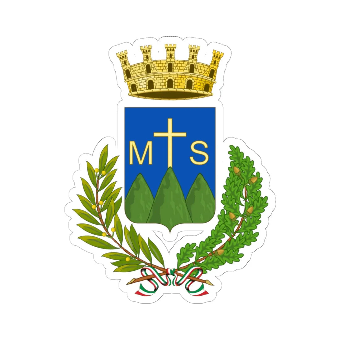 Montesilvano-Stemma (Italy) (Coat of Arms) STICKER Vinyl Kiss-Cut Decal 6 Inch White - The Sticker Space