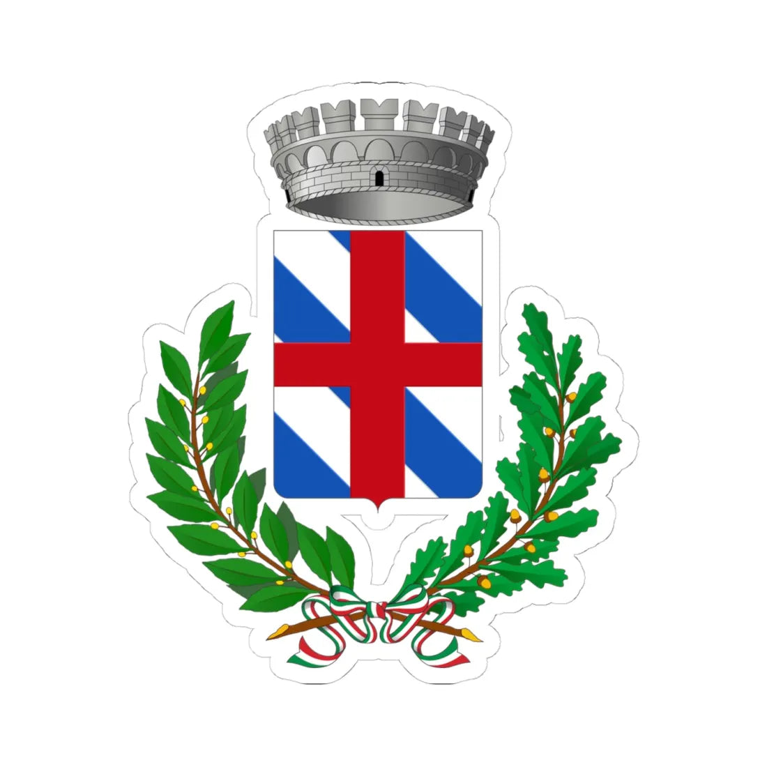 Montoggio-Stemma (Italy) (Coat of Arms) STICKER Vinyl Kiss-Cut Decal 4 Inch White - The Sticker Space