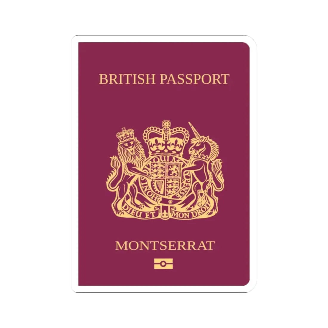 Montserrat Passport - STICKER Vinyl Kiss-Cut Decal 2 Inch White - The Sticker Space