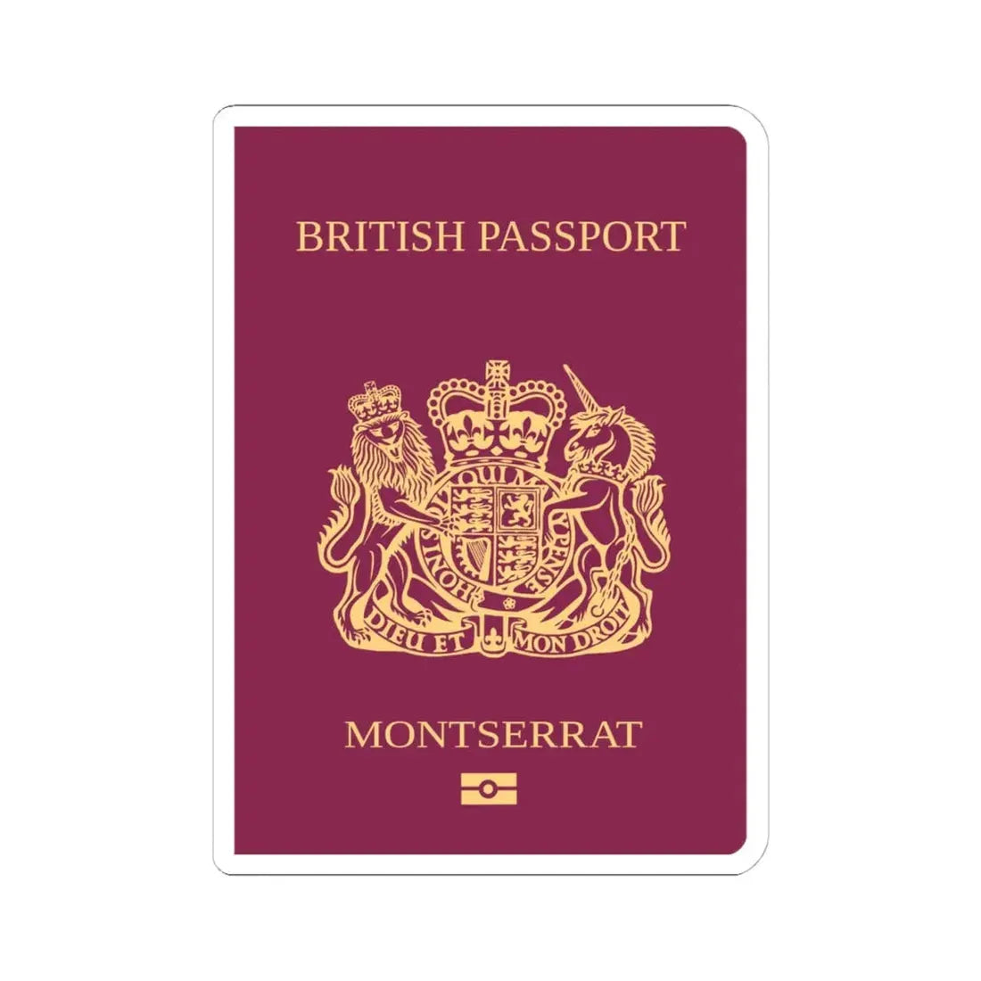 Montserrat Passport - STICKER Vinyl Kiss-Cut Decal 4 Inch White - The Sticker Space