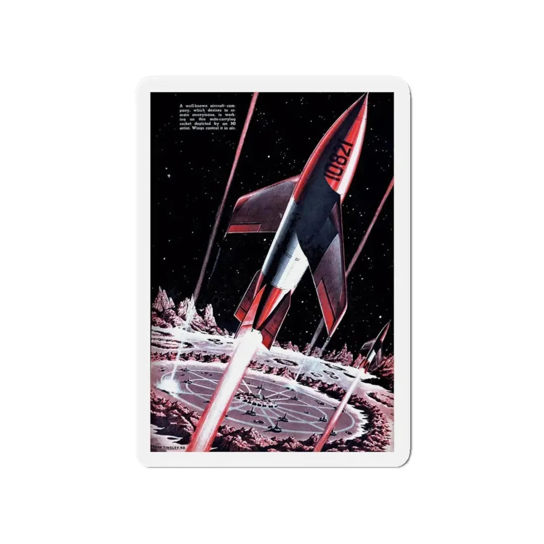 Moon Base Strikes, 1948 (Magazine Illustration) Refrigerator Magnet 4 Inch - The Sticker Space