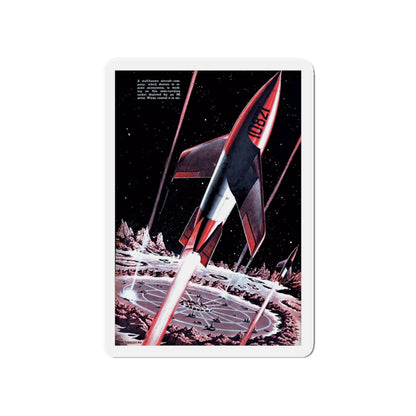 Moon Base Strikes, 1948 (Magazine Illustration) Refrigerator Magnet-4" x 4"-The Sticker Space