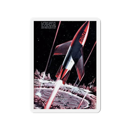 Moon Base Strikes, 1948 (Magazine Illustration) Refrigerator Magnet - The Sticker Space