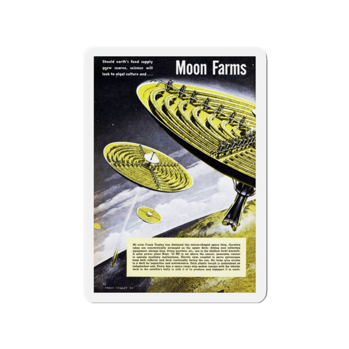 Moon Farms, 1954 (Magazine Illustration) Refrigerator Magnet-2" x 2"-The Sticker Space