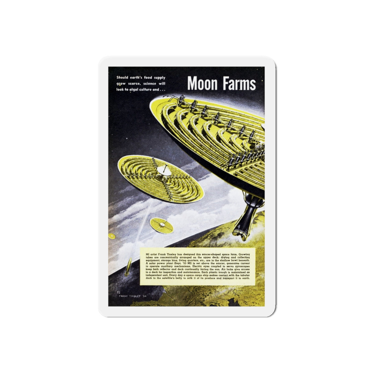 Moon Farms, 1954 (Magazine Illustration) Refrigerator Magnet-6 × 6"-The Sticker Space