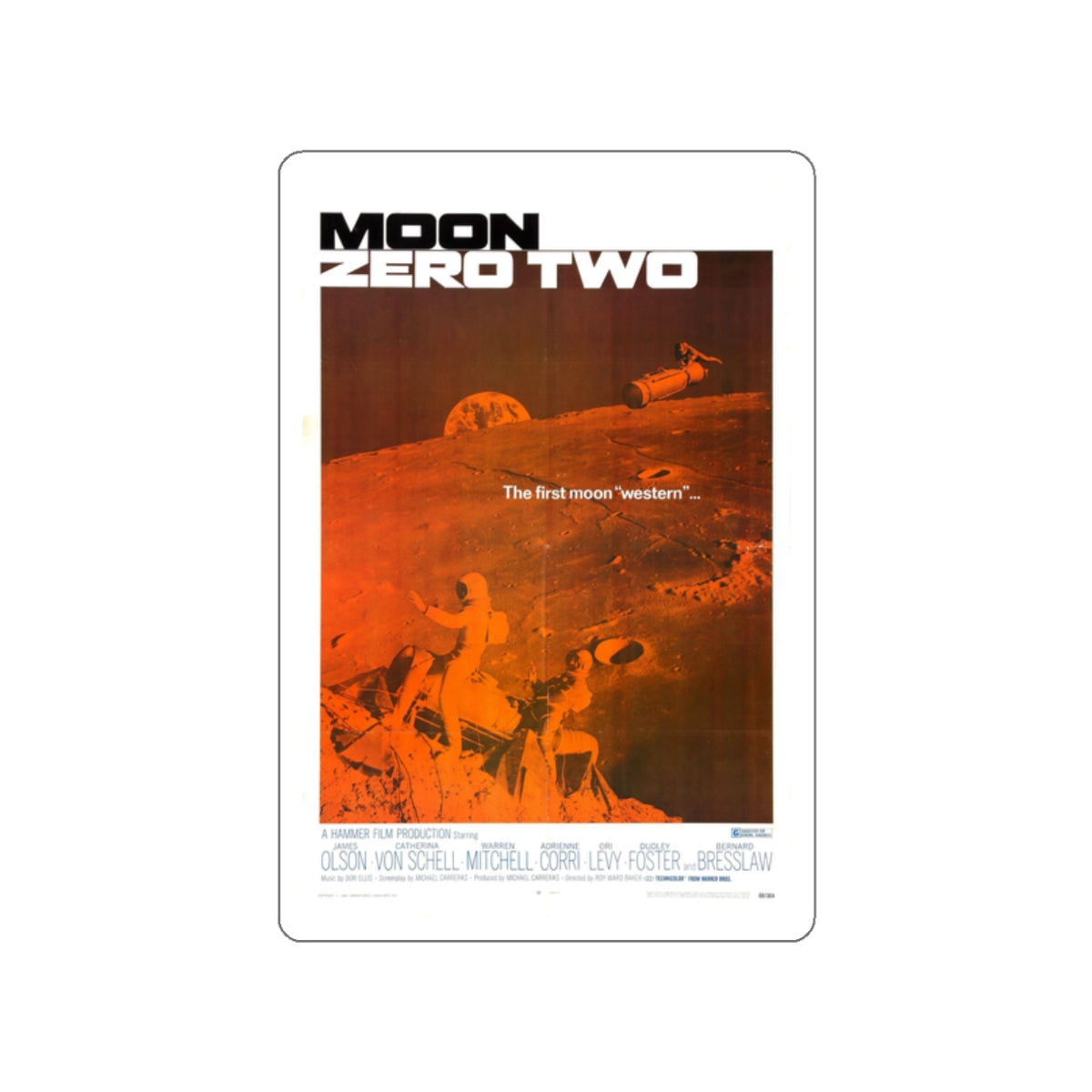 MOON ZERO TWO 1969 Movie Poster STICKER Vinyl Die-Cut Decal-2 Inch-The Sticker Space