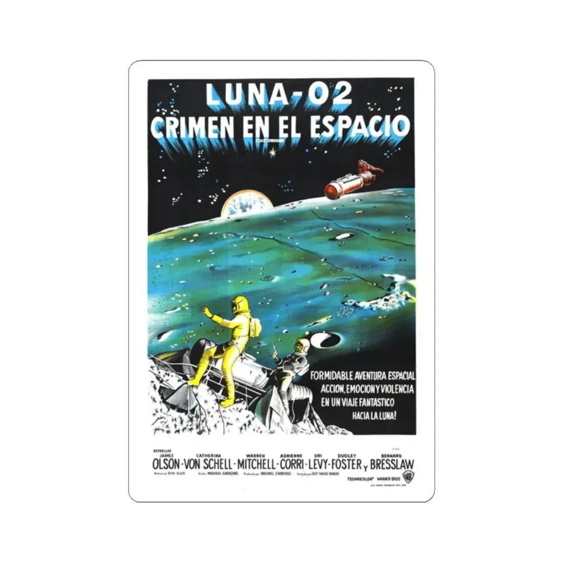MOON ZERO TWO (SPANISH) 1969 Movie Poster - STICKER Vinyl Kiss-Cut Decal 2 Inch White - The Sticker Space