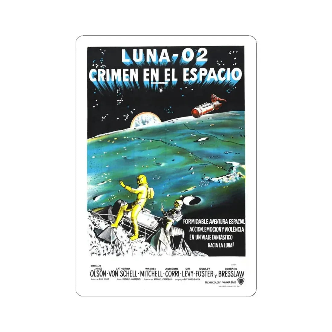 MOON ZERO TWO (SPANISH) 1969 Movie Poster - STICKER Vinyl Kiss-Cut Decal 6 Inch White - The Sticker Space