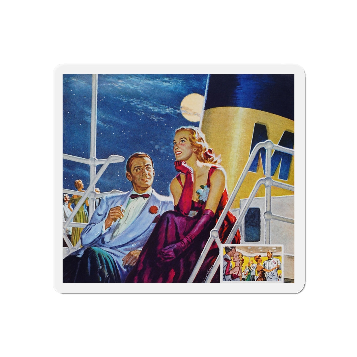 Moonlight and Romance, 1947 (Magazine Illustration) Refrigerator Magnet-5" x 5"-The Sticker Space