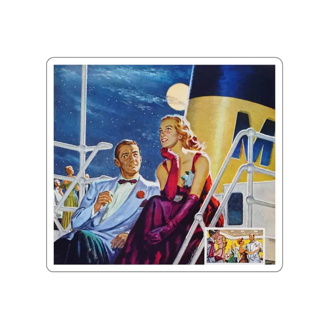 Moonlight and Romance, 1947 (Magazine Illustration) STICKER Vinyl Die-Cut Decal - The Sticker Space