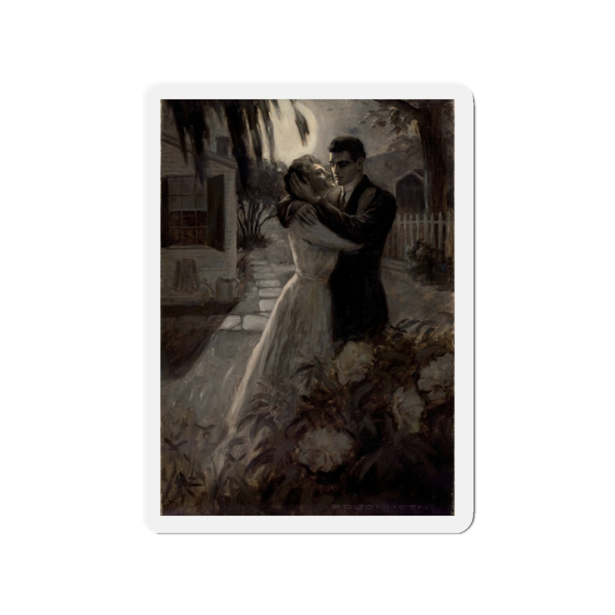 Moonlight Embrace (Magazine Illustration) Refrigerator Magnet-2" x 2"-The Sticker Space