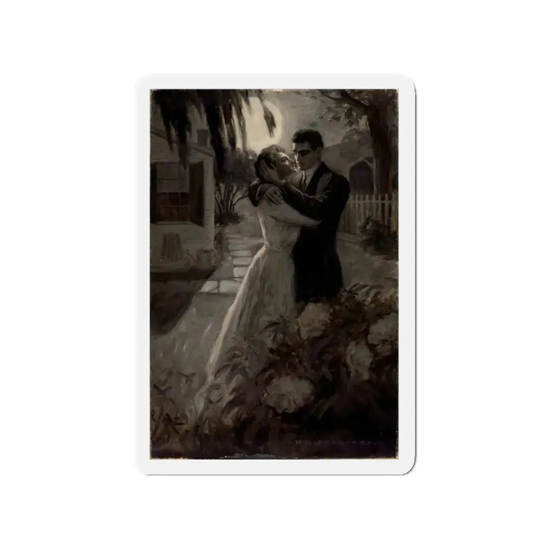 Moonlight Embrace (Magazine Illustration) Refrigerator Magnet 3 Inch - The Sticker Space