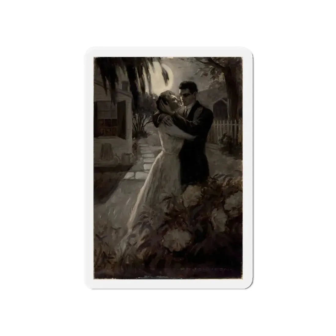 Moonlight Embrace (Magazine Illustration) Refrigerator Magnet 4 Inch - The Sticker Space