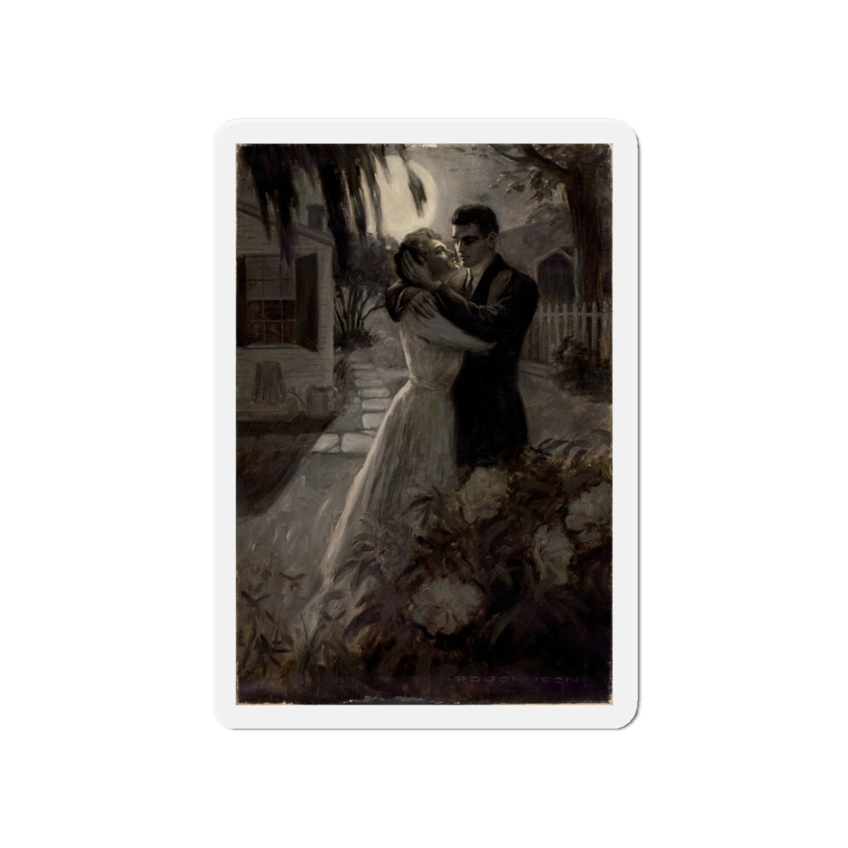 Moonlight Embrace (Magazine Illustration) Refrigerator Magnet-4" x 4"-The Sticker Space