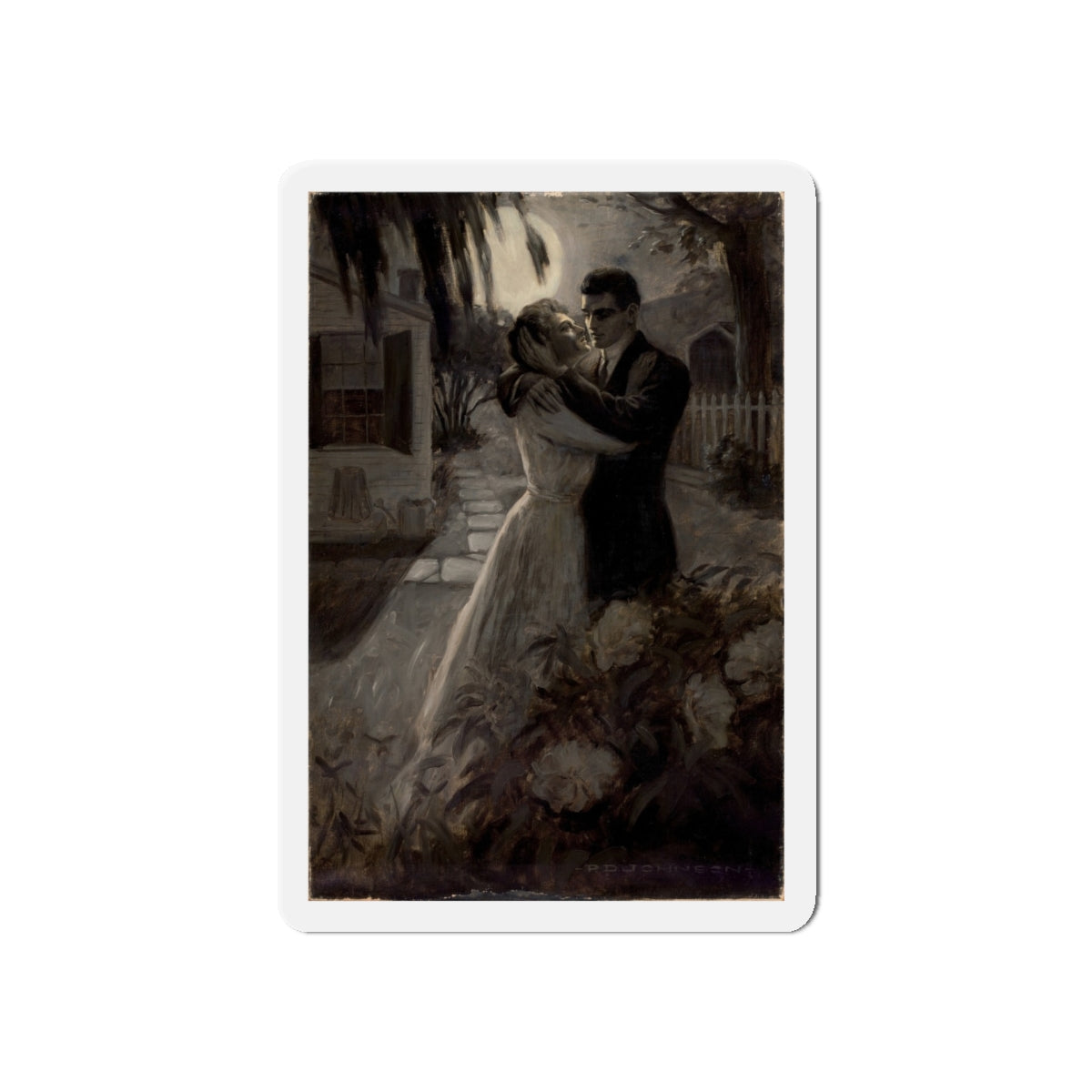 Moonlight Embrace (Magazine Illustration) Refrigerator Magnet-5" x 5"-The Sticker Space