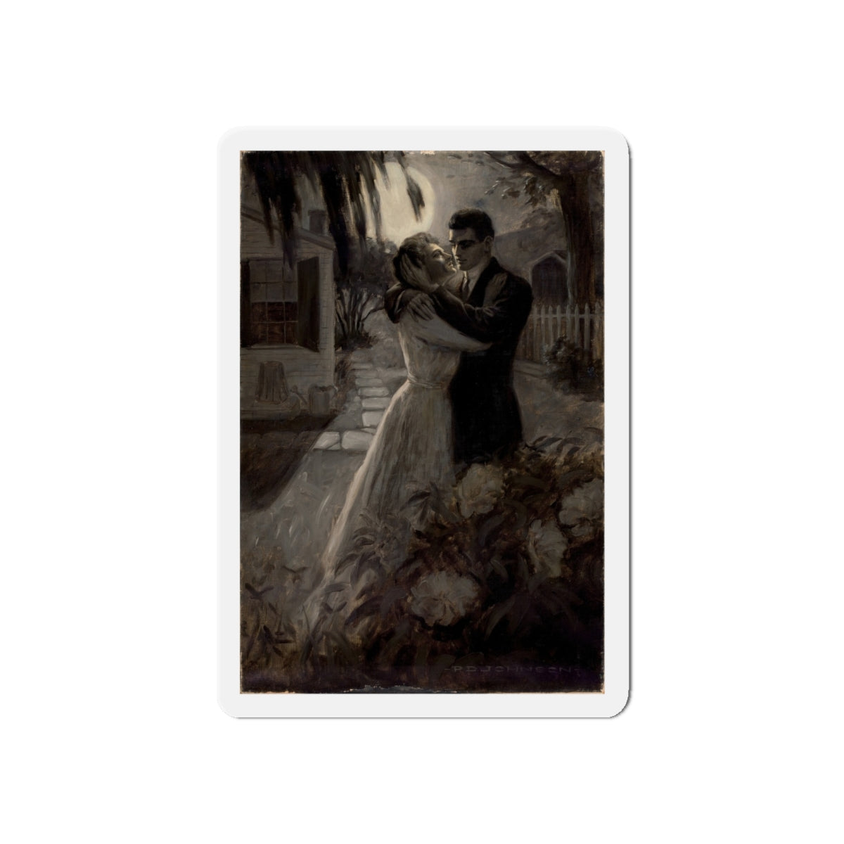 Moonlight Embrace (Magazine Illustration) Refrigerator Magnet-6 × 6"-The Sticker Space