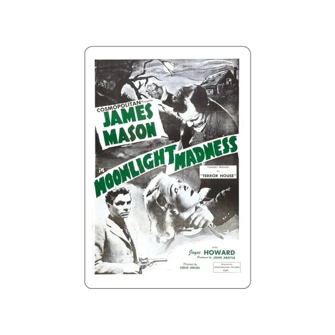 MOONLIGHT MADNESS (THE NIGHT HAS EYES, TERROR HOUSE) 1942 Movie Poster STICKER Vinyl Die-Cut Decal 6 Inch - The Sticker Space