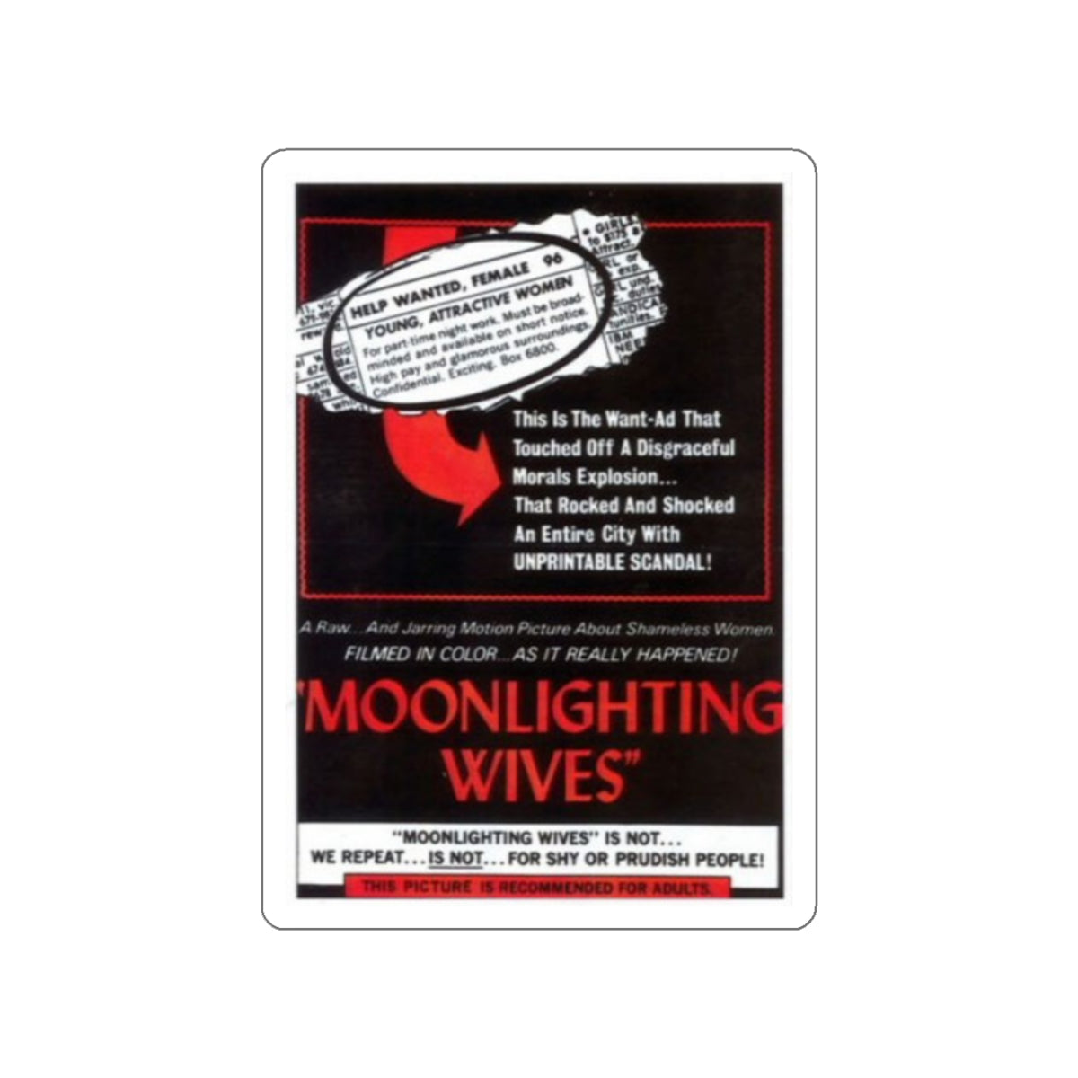 MOONLIGHTING WIVES 1966 Movie Poster STICKER Vinyl Die-Cut Decal-2 Inch-The Sticker Space