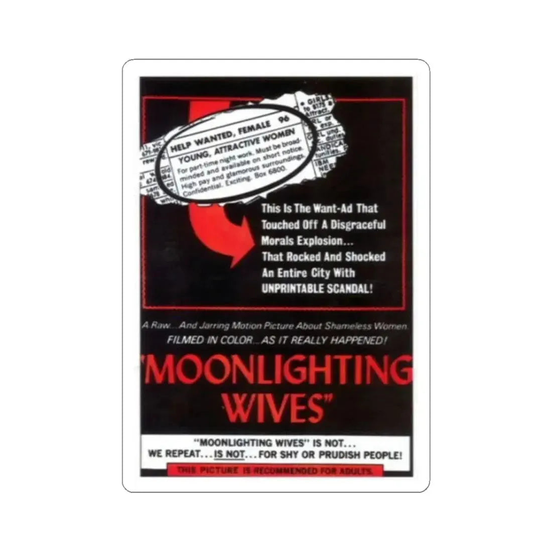 MOONLIGHTING WIVES 1966 Movie Poster - STICKER Vinyl Kiss-Cut Decal 4 Inch White - The Sticker Space