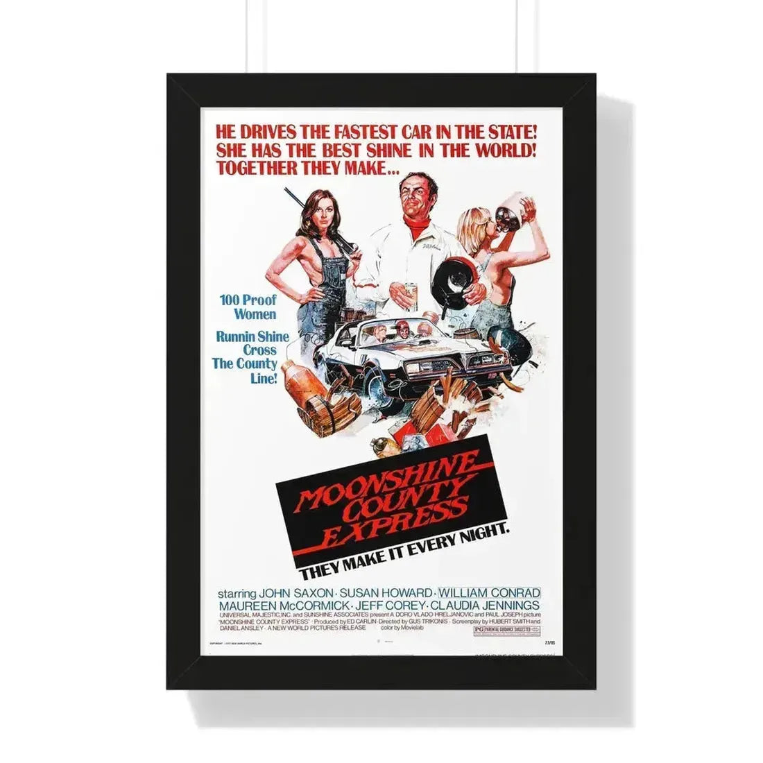 MOONSHINE COUNTY EXPRESS 1977 - Framed Movie Poster 16″ x 24″ Black - The Sticker Space