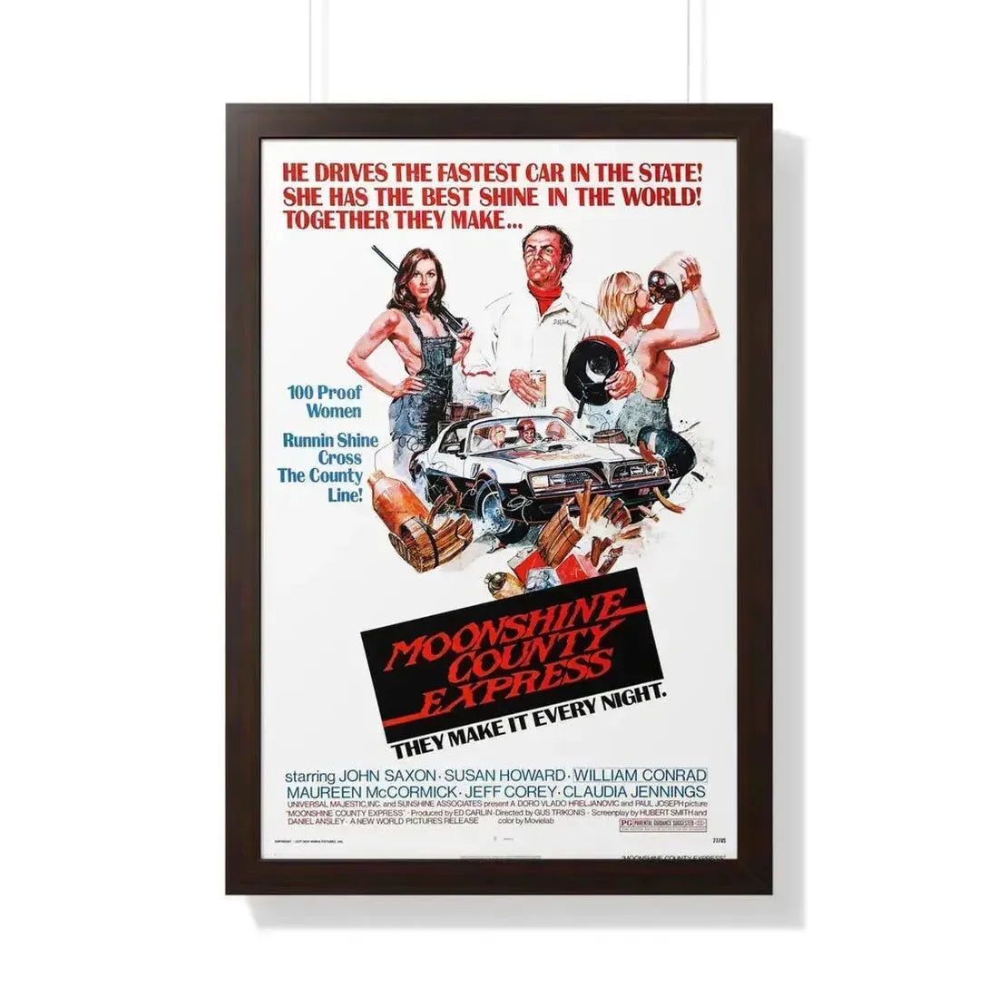 MOONSHINE COUNTY EXPRESS 1977 - Framed Movie Poster 20" x 30" Walnut - The Sticker Space