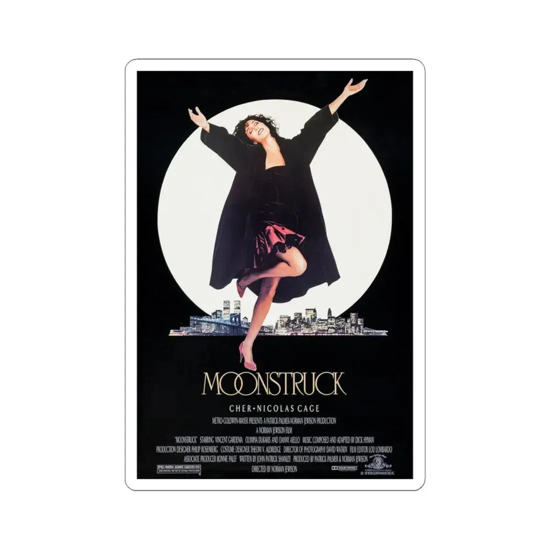 Moonstruck 1987 Movie Poster - STICKER Vinyl Kiss-Cut Decal 6 Inch White - The Sticker Space