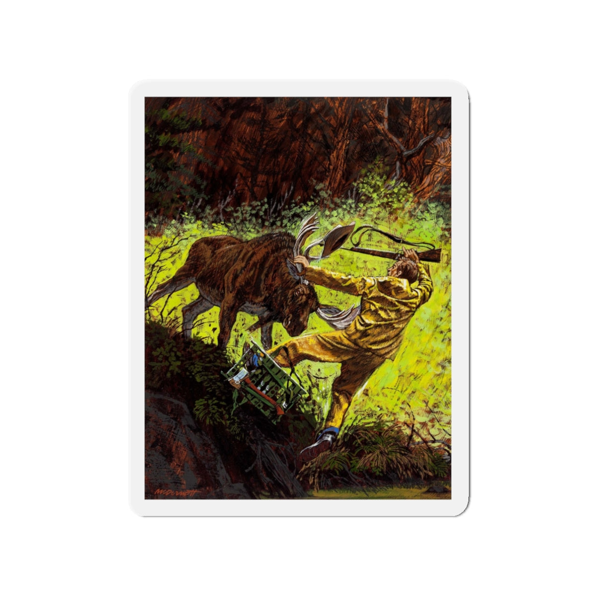 Moose Attack (Magazine Illustration) Refrigerator Magnet-3" x 3"-The Sticker Space