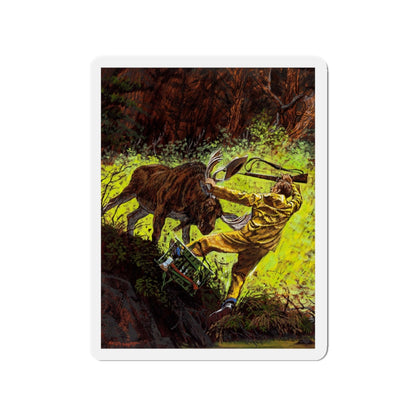 Moose Attack (Magazine Illustration) Refrigerator Magnet-3" x 3"-The Sticker Space