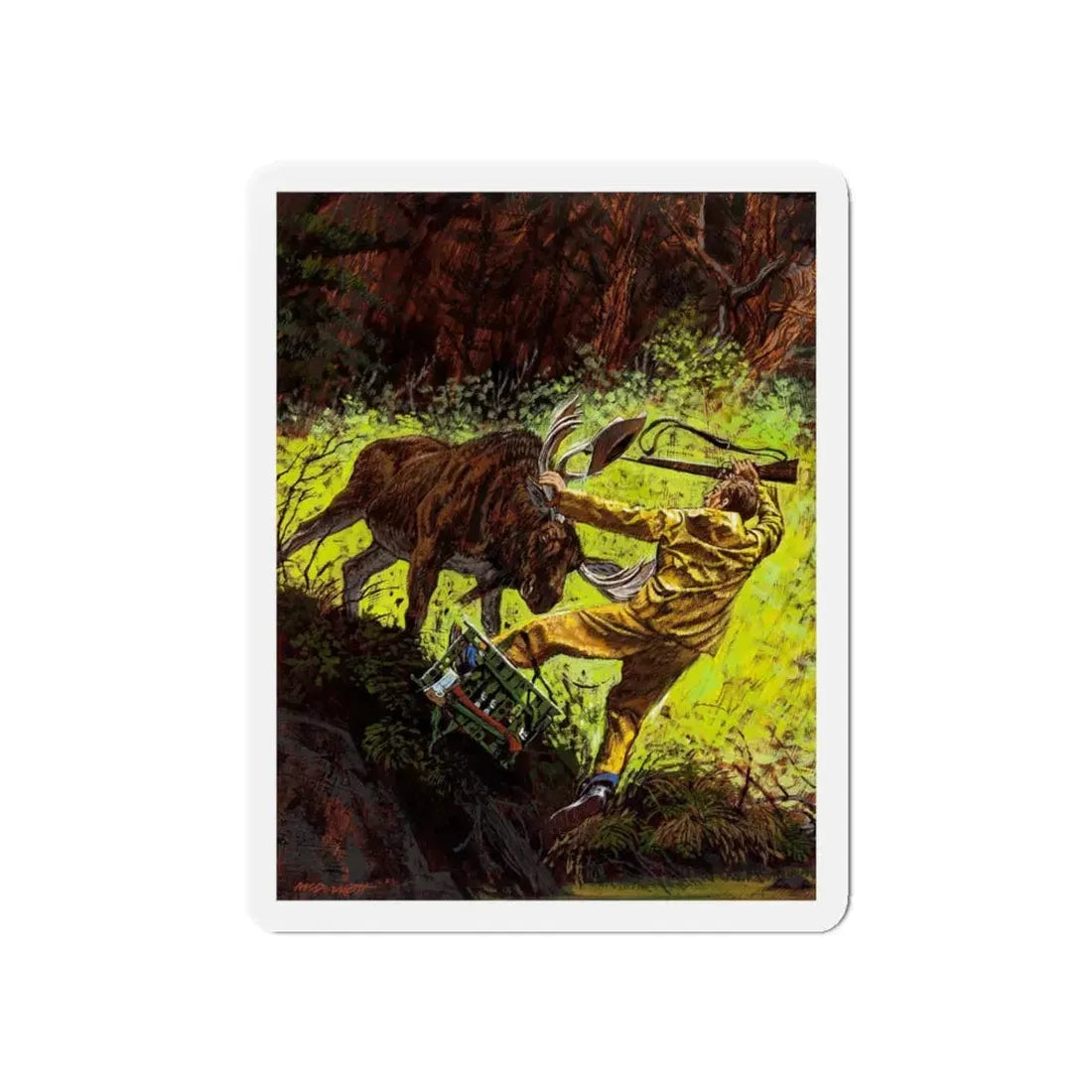 Moose Attack (Magazine Illustration) Refrigerator Magnet 5 Inch - The Sticker Space