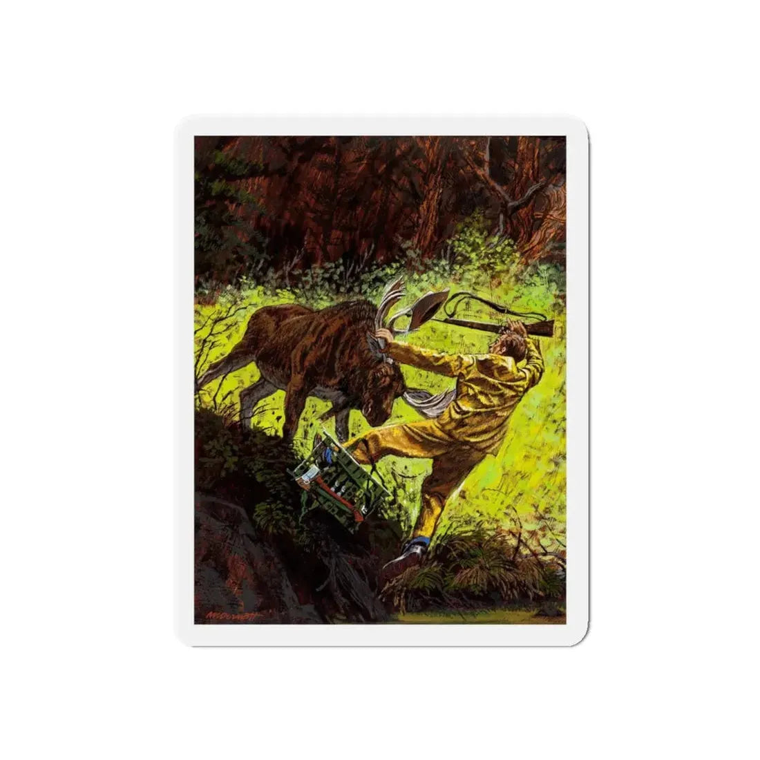 Moose Attack (Magazine Illustration) Refrigerator Magnet - The Sticker Space