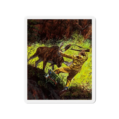 Moose Attack (Magazine Illustration) Refrigerator Magnet - The Sticker Space