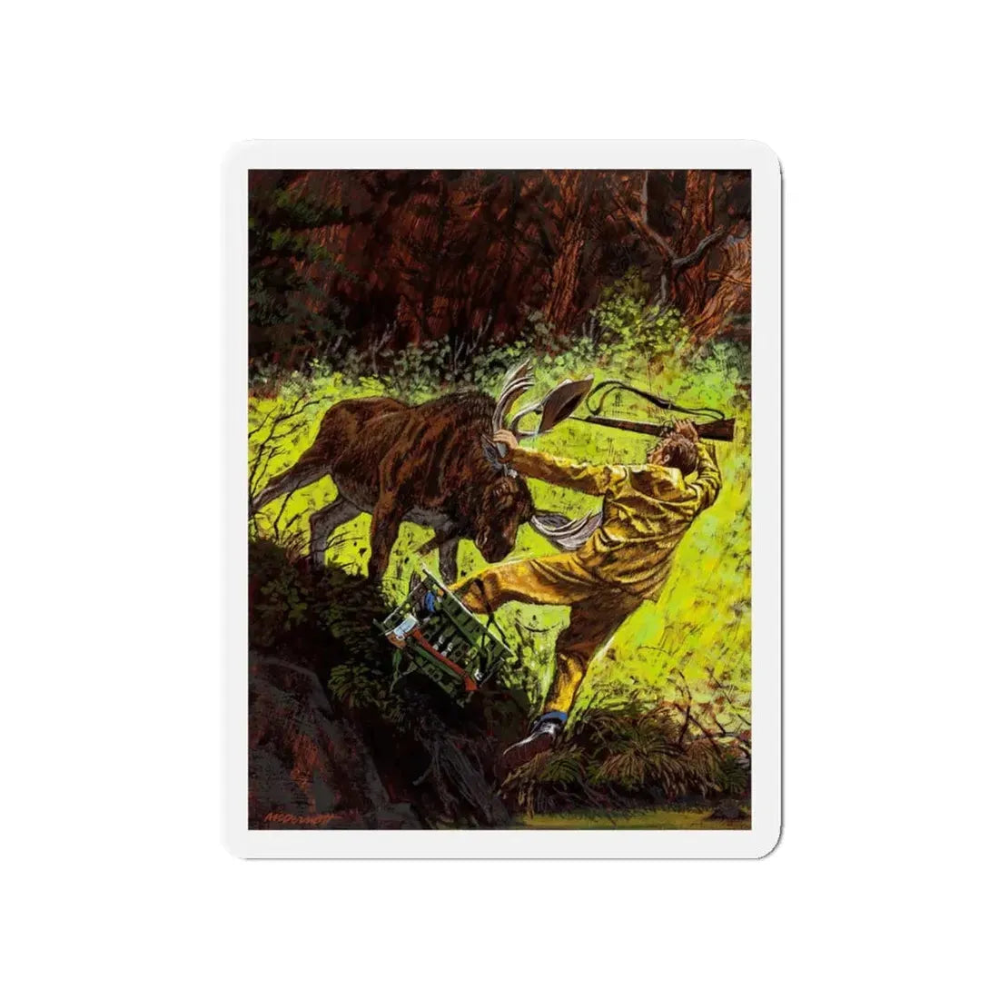 Moose Attack (Magazine Illustration) Refrigerator Magnet - The Sticker Space