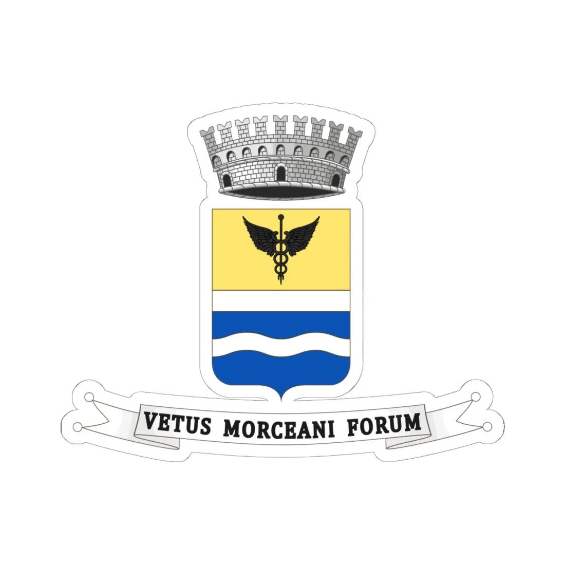 Morciano di Romagna-Stemma (Italy) (Coat of Arms) STICKER Vinyl Kiss-Cut Decal 6 Inch White - The Sticker Space