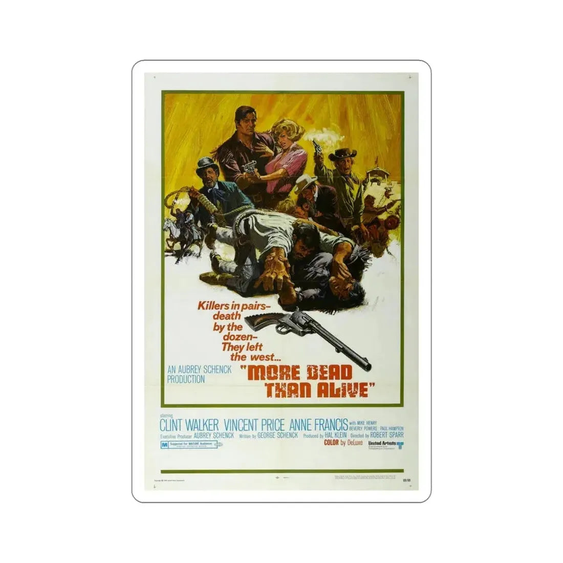 More Dead Than Alive 1968 Movie Poster STICKER Vinyl Die-Cut Decal 5 Inch - The Sticker Space