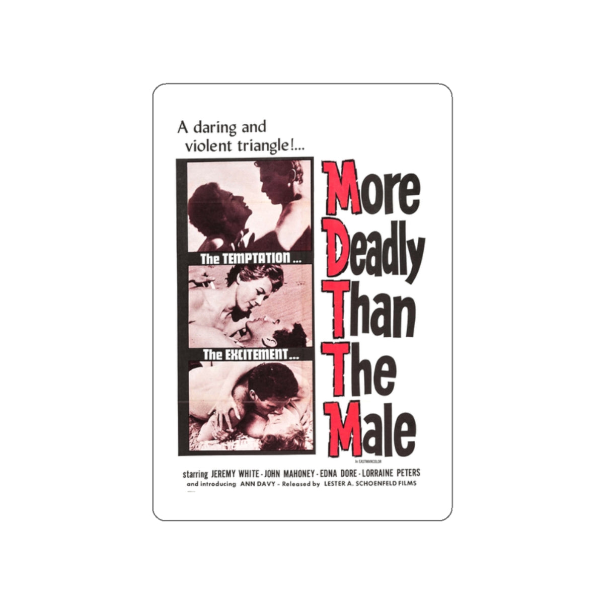 MORE DEADLY THAN THE MALE 1959 Movie Poster STICKER Vinyl Die-Cut Decal-2 Inch-The Sticker Space